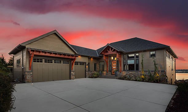 Concrete driveway finish options for a home