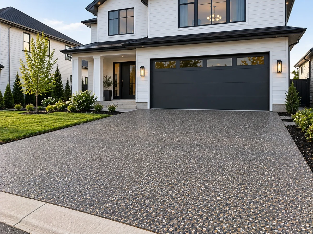 Chip seal aggregate asphalt driveway