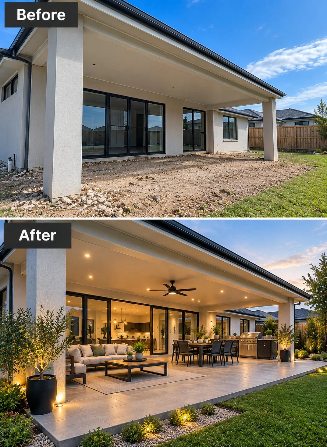 Concrete patio before and after in Palmerston North
