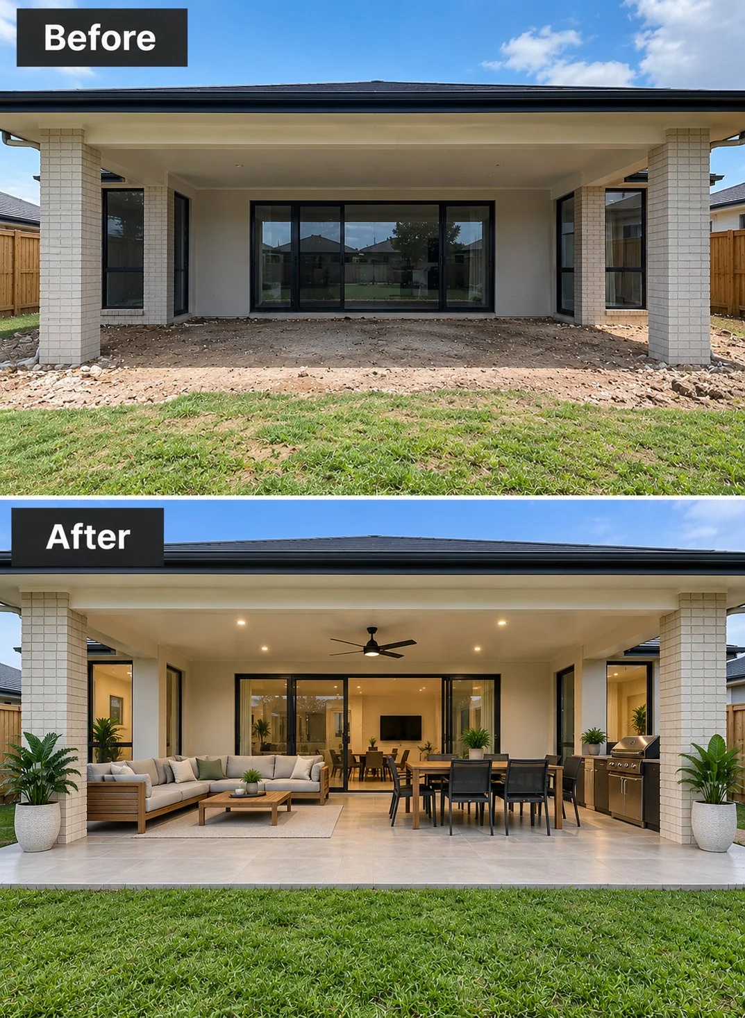 Covered concrete patio transformation in Palmerston North